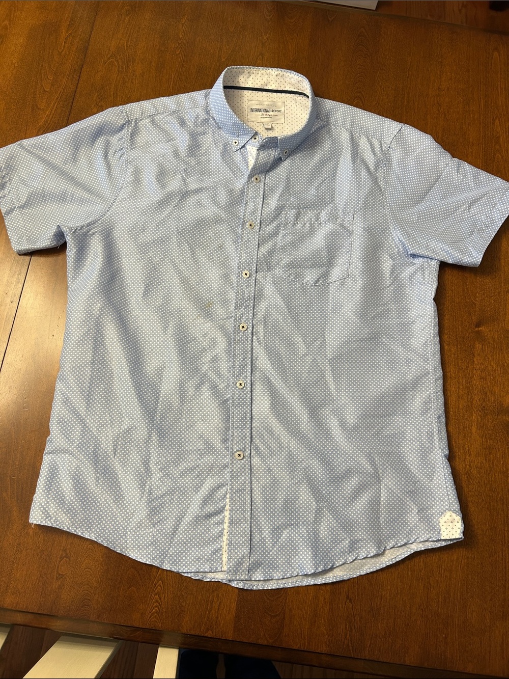 John Varvatos Light Blue Short-Sleeve Microdot Button-Down Shirt